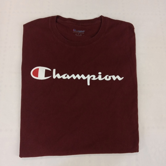 Champion Vintage Men's Burgundy Short Sleeve T-Shirt Size Large - Picture 1 of 5